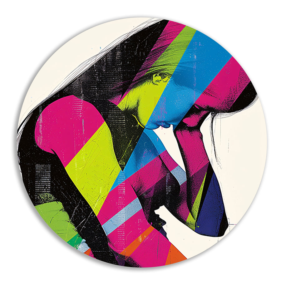 Abstract Pop Art Vrouw in Kleur forex muurcirkel