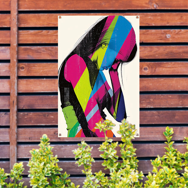 Abstract Pop Art Vrouw in Kleur tuinposter