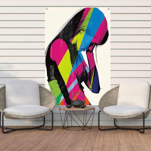 Abstract Pop Art Vrouw in Kleur tuinposter