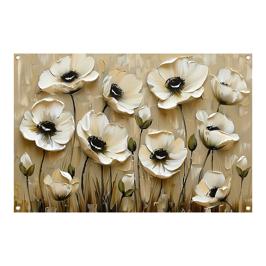 Abstracte minimalistische bloemen in sepia kleuren tuinposter
