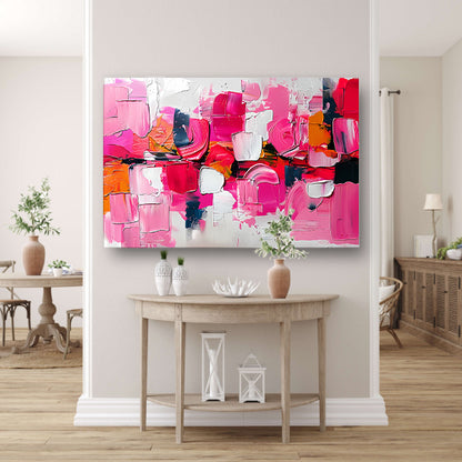 Kleurrijk abstract schilderij met dynamische vormen canvas