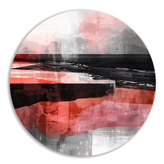 Abstracte digitale strand kunst met dynamische kleuren aluminium muurcirkel