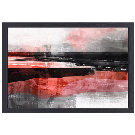 Abstracte digitale strand kunst met dynamische kleuren canvas met baklijst