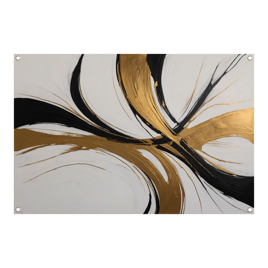 Dynamic Swirls of Elegance in Gold and Black tuinposter