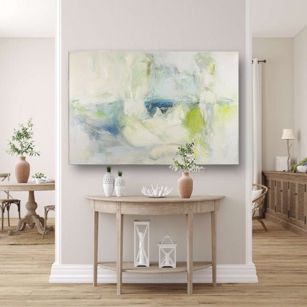 Abstract schilderij met zachte kleuren poster