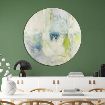 Abstract schilderij met zachte kleuren aluminium muurcirkel