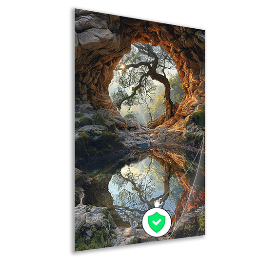 Boomspiegeling in grot poster