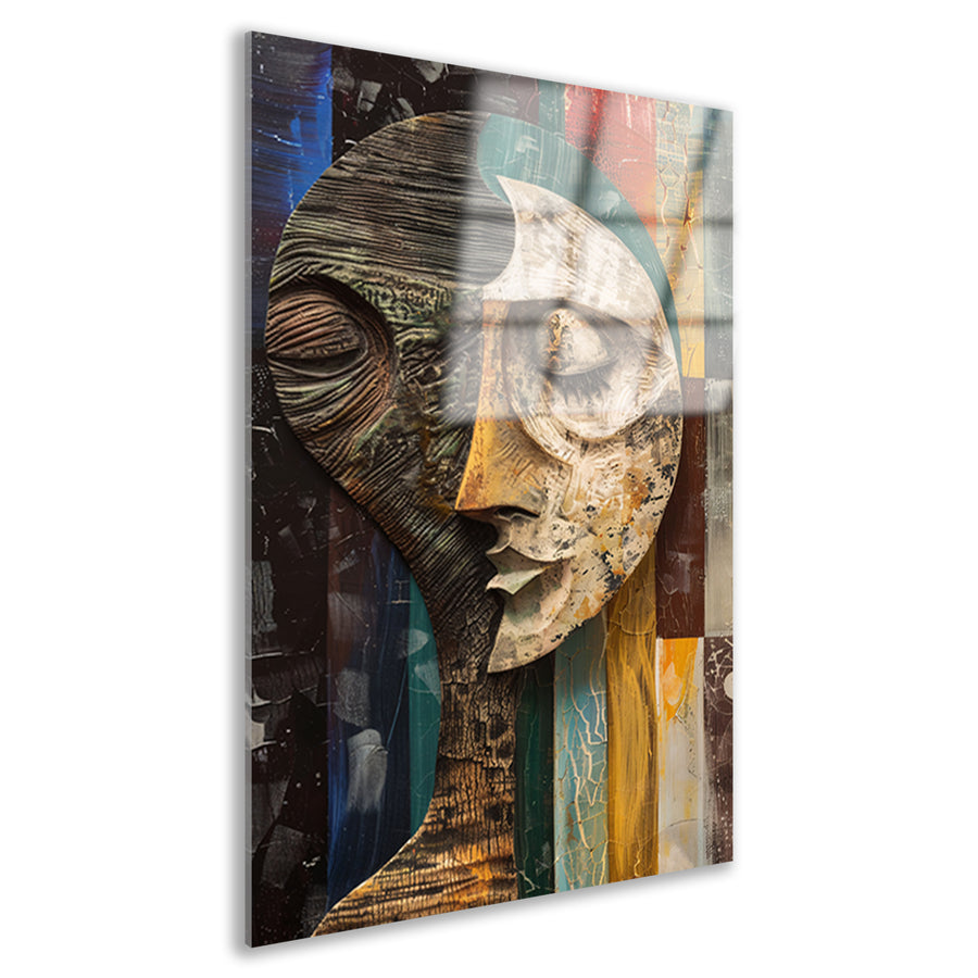 Abstract portret met levendige kleuren acrylglas