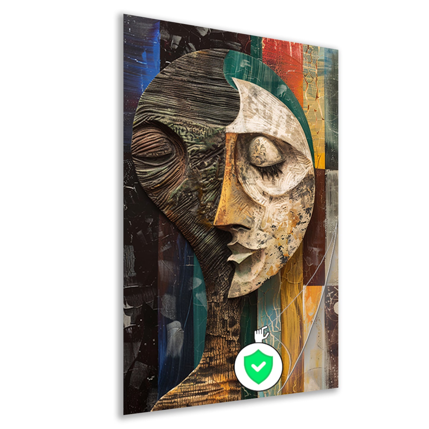 Abstract portret met levendige kleuren poster