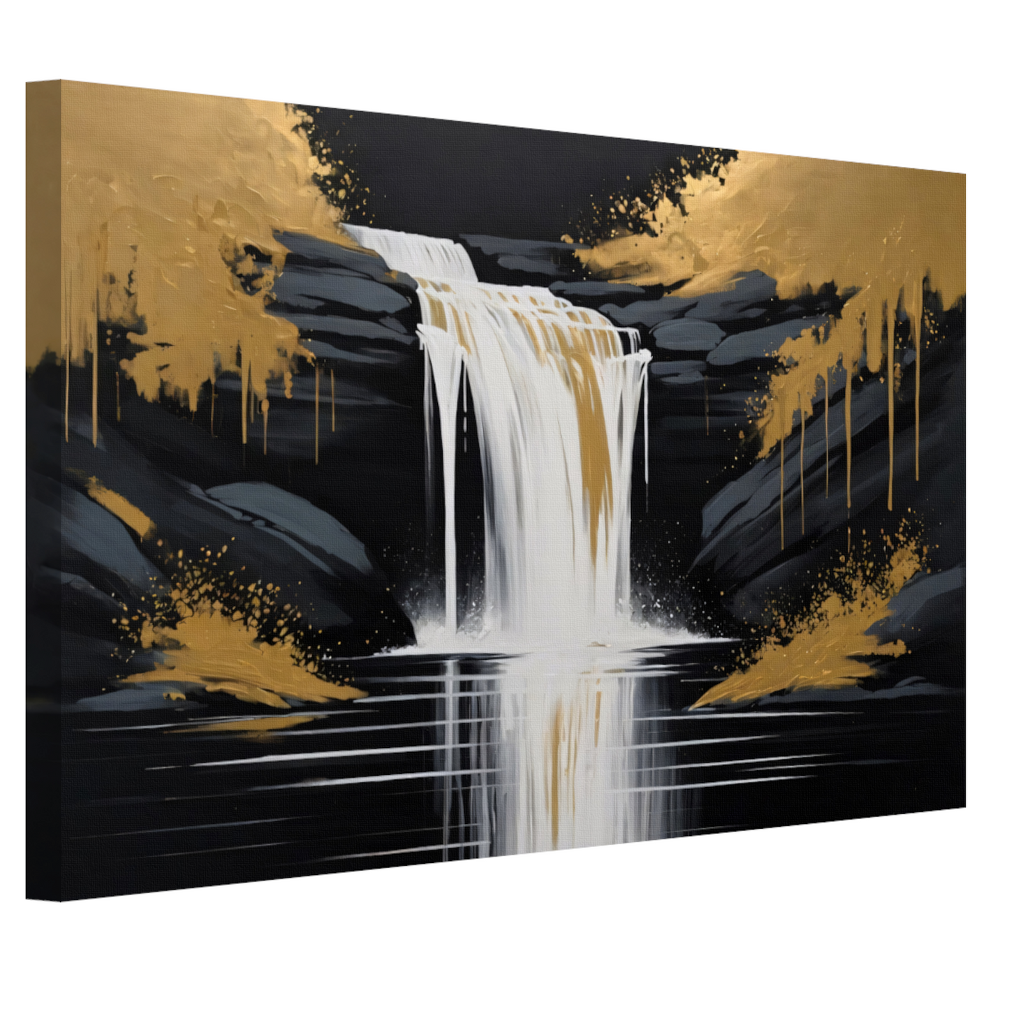 Abstracte Waterval in Gouden Reflectie canvas