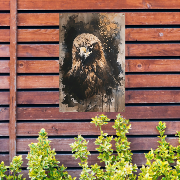 Mysterieuze adelaar in rustieke stijl tuinposter