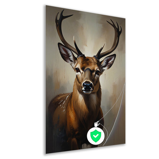 Majestueus hert met imposant gewei in olie poster