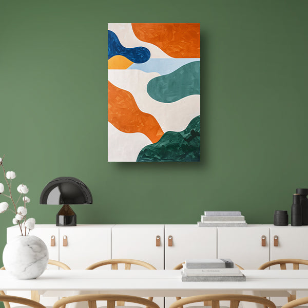 Kleurrijk abstract schilderij met patronen poster