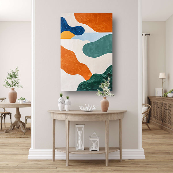 Kleurrijk abstract schilderij met patronen poster