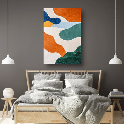 Kleurrijk abstract schilderij met patronen poster