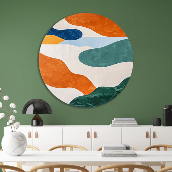 Kleurrijk abstract schilderij met patronen forex muurcirkel