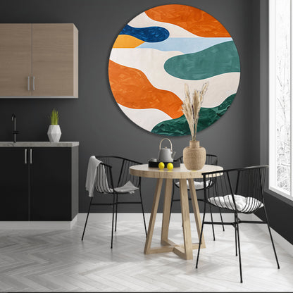 Kleurrijk abstract schilderij met patronen aluminium muurcirkel