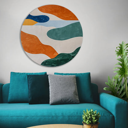 Kleurrijk abstract schilderij met patronen aluminium muurcirkel