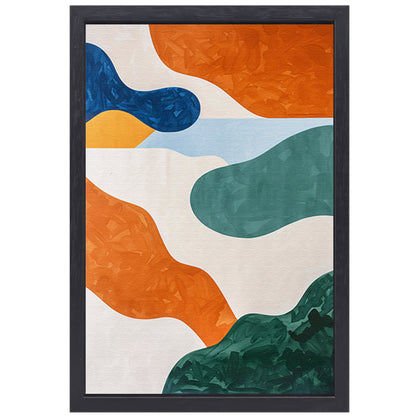 Kleurrijk abstract schilderij met patronen canvas met baklijst