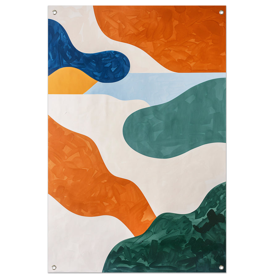 Kleurrijk abstract schilderij met patronen tuinposter
