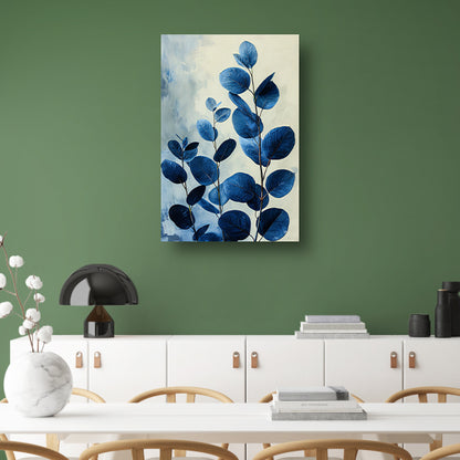 Abstracte Weergave van Blauwe Bladeren in Kunst canvas