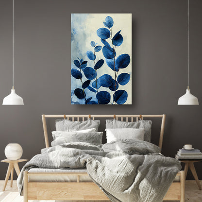 Abstracte Weergave van Blauwe Bladeren in Kunst canvas