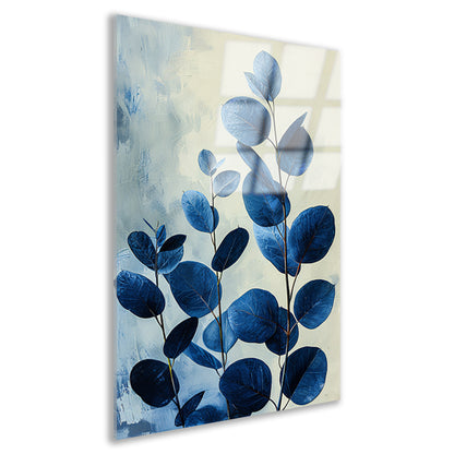 Abstracte Weergave van Blauwe Bladeren in Kunst acrylglas