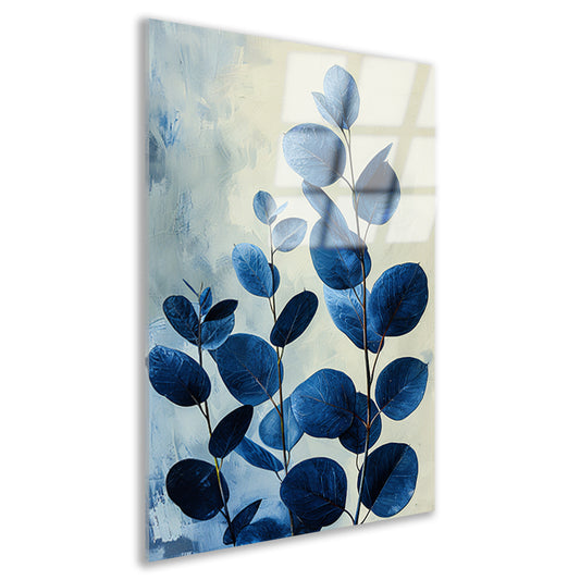 Abstracte Weergave van Blauwe Bladeren in Kunst acrylglas