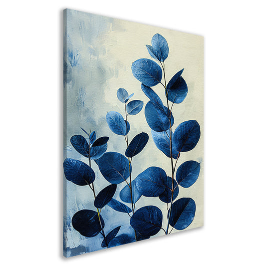 Abstracte Weergave van Blauwe Bladeren in Kunst canvas