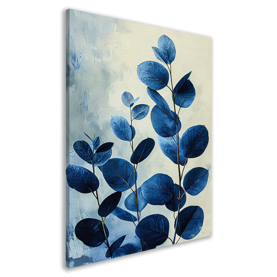 Abstracte Weergave van Blauwe Bladeren in Kunst canvas