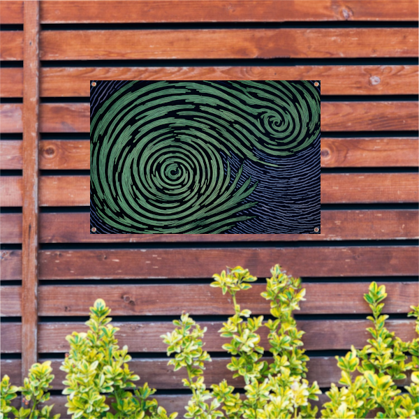 Groene Swirls in Nachtelijke Sfeer tuinposter