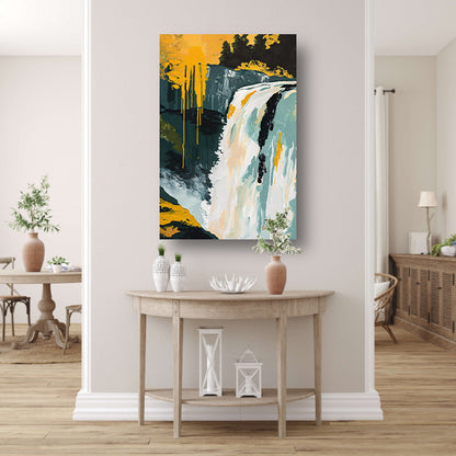 Abstract schilderij van waterval in natuur poster