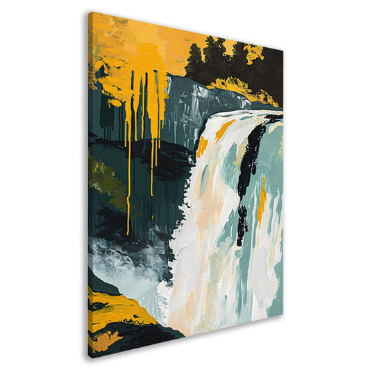 Abstract schilderij van waterval in natuur canvas
