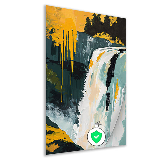 Abstract schilderij van waterval in natuur poster
