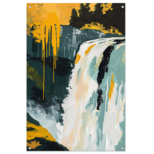 Abstract schilderij van waterval in natuur tuinposter