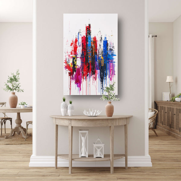 Kleurrijk abstract stadsgezicht op witte achtergrond acrylglas