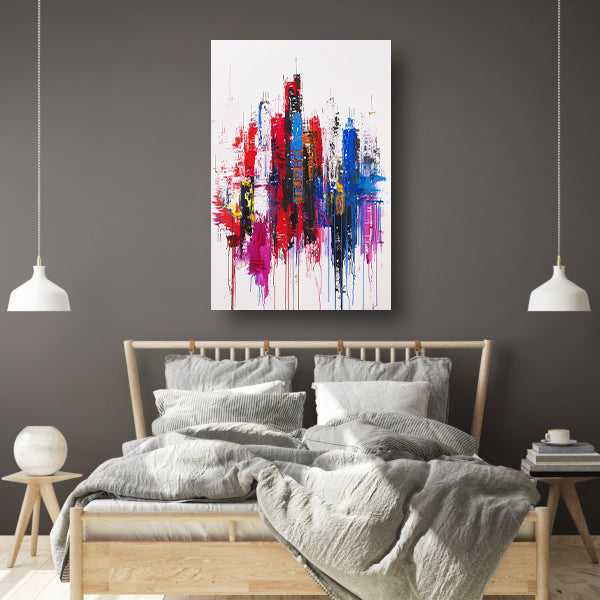 Kleurrijk abstract stadsgezicht op witte achtergrond acrylglas