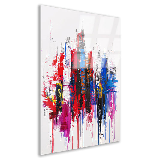Kleurrijk abstract stadsgezicht op witte achtergrond acrylglas