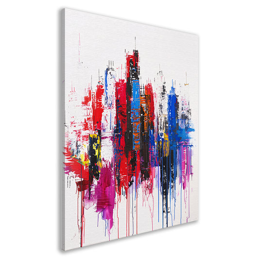 Kleurrijk abstract stadsgezicht op witte achtergrond canvas