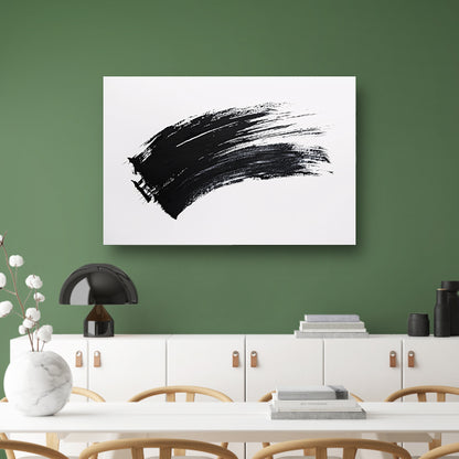 Abstracte zwarte penseelstreek op wit canvas