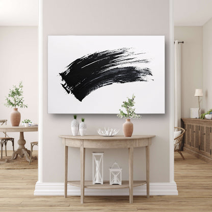Abstracte zwarte penseelstreek op wit poster