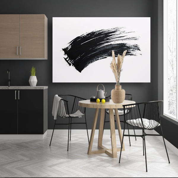 Abstracte zwarte penseelstreek op wit poster