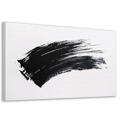 Abstracte zwarte penseelstreek op wit canvas