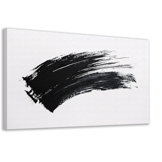 Abstracte zwarte penseelstreek op wit canvas