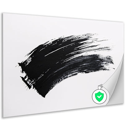 Abstracte zwarte penseelstreek op wit poster