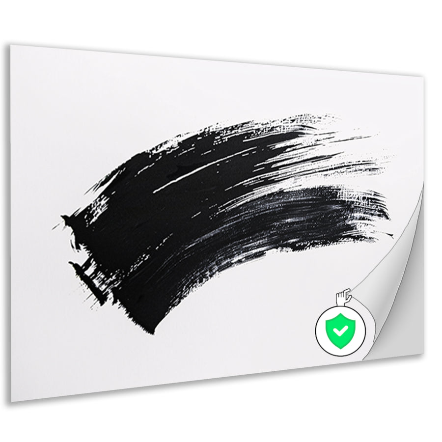 Abstracte zwarte penseelstreek op wit poster
