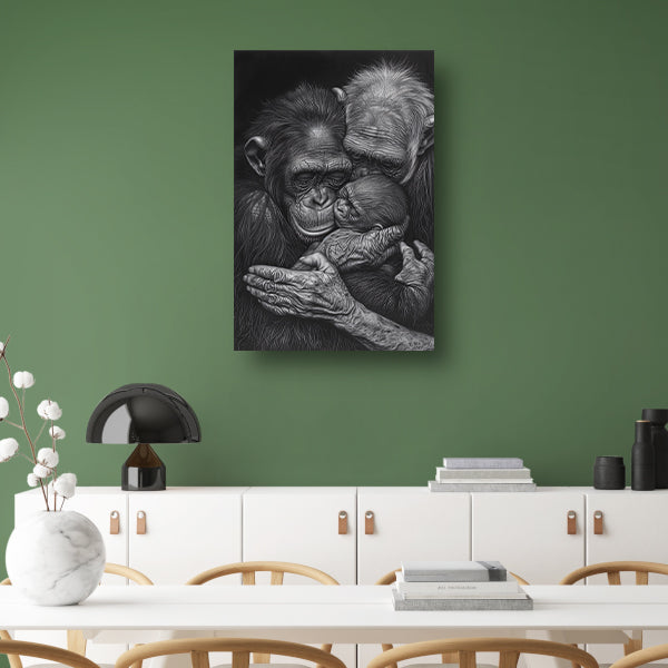 Tedere Familie Momenten Bij Apen canvas