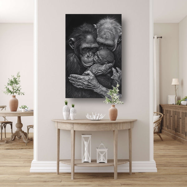 Tedere Familie Momenten Bij Apen canvas