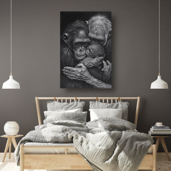 Tedere Familie Momenten Bij Apen canvas