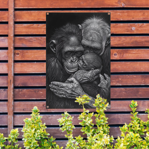 Tedere Familie Momenten Bij Apen tuinposter